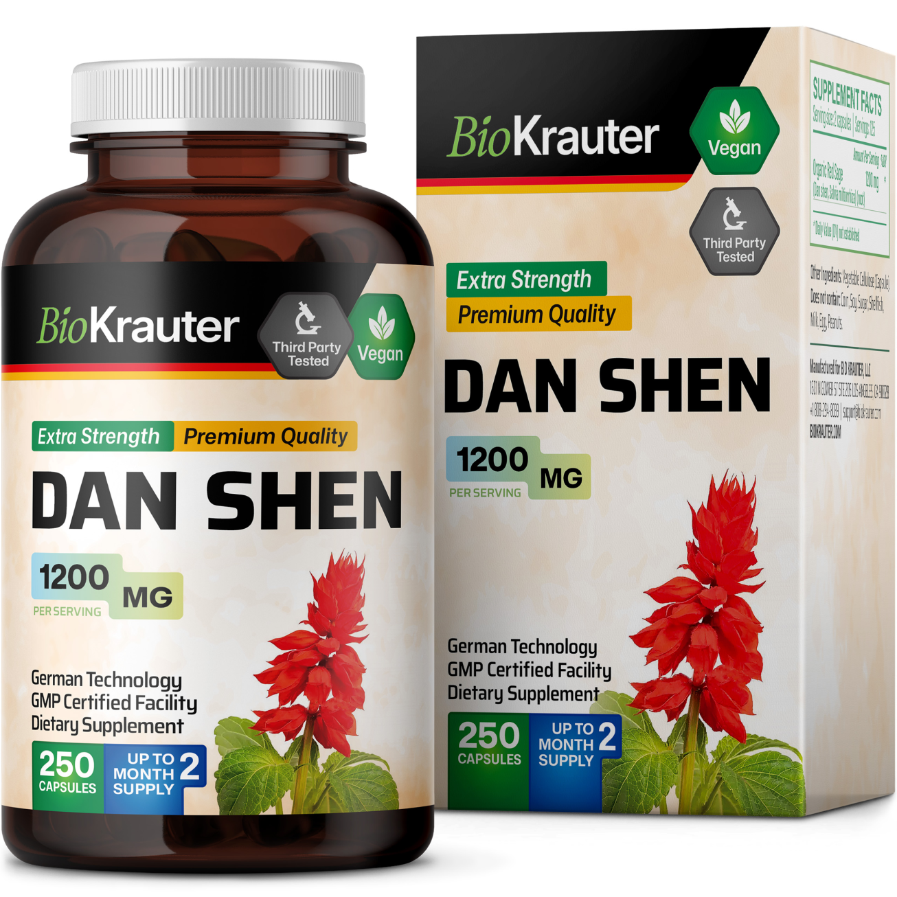 Dan Shen Supplement - 250 Capsules