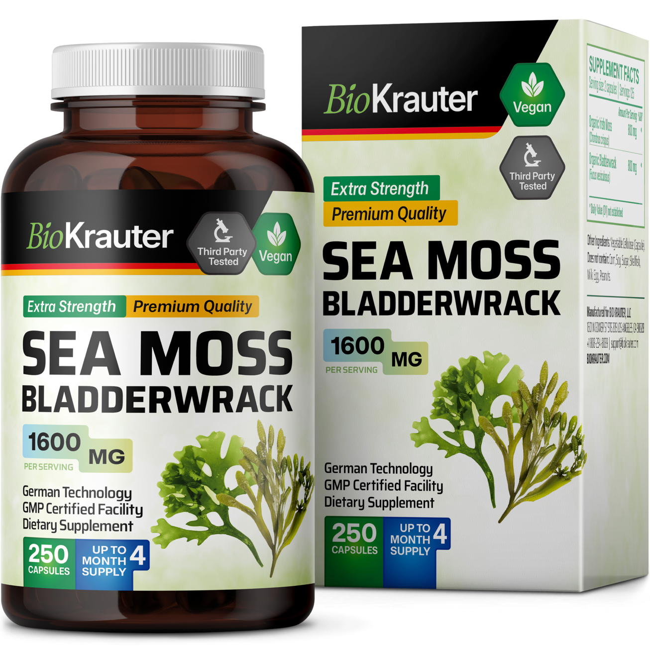 Sea Moss & Bladderwrack Supplement - 250 Capsules