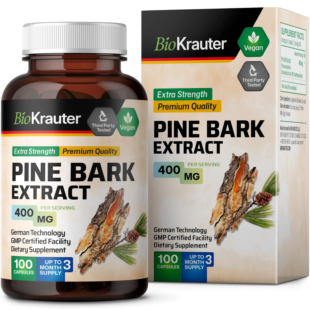 Pine Bark Supplement - 100 Capsules