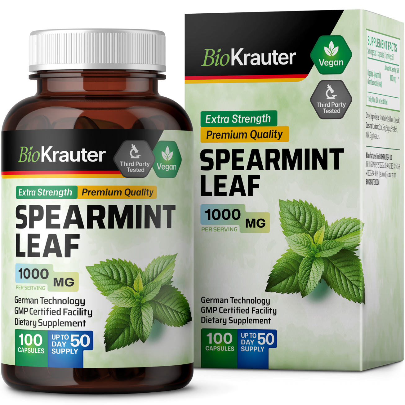 Spearmint Leaf Supplement - 100 Capsules
