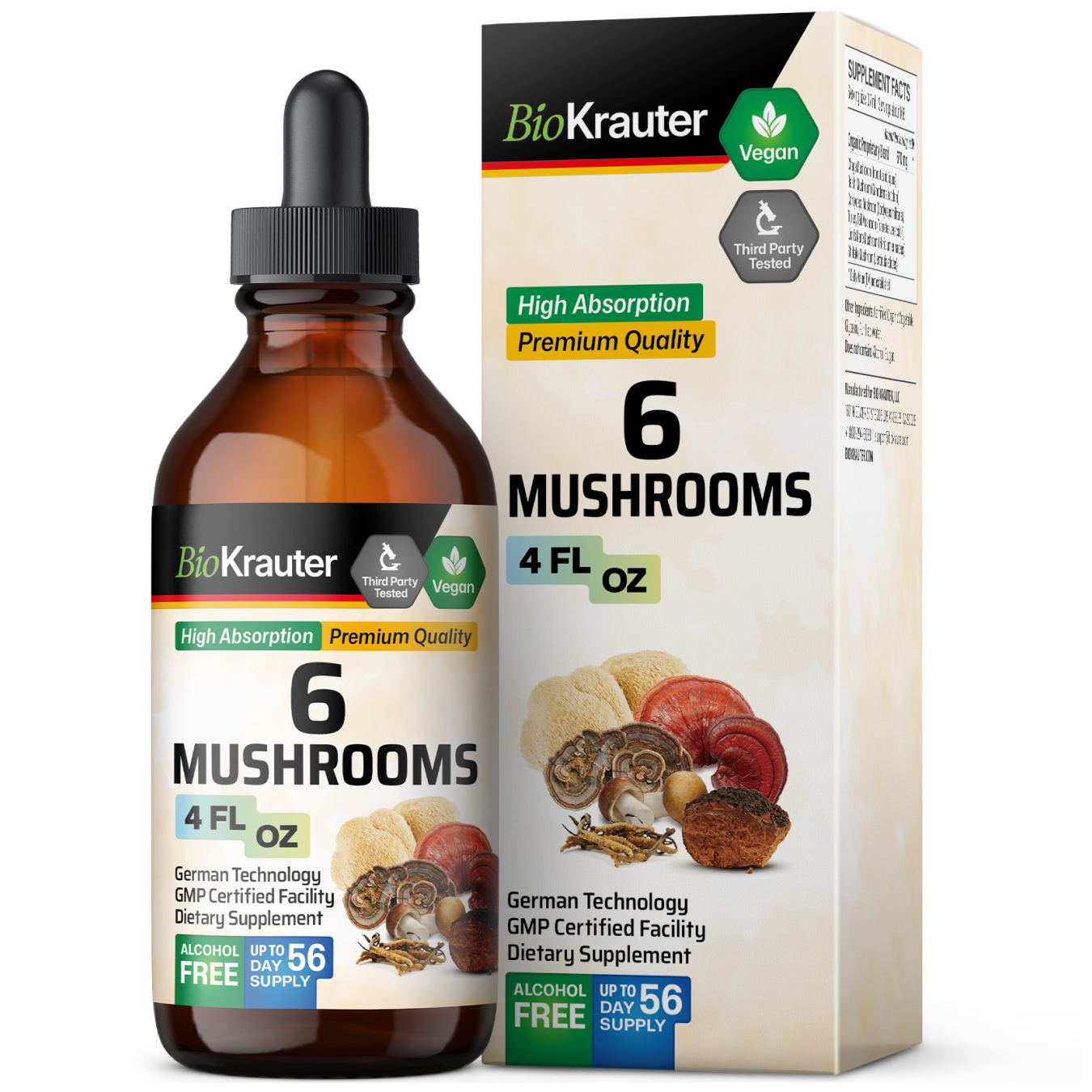 6 Mushrooms Tincture - 4 Fl.Oz. Bottle