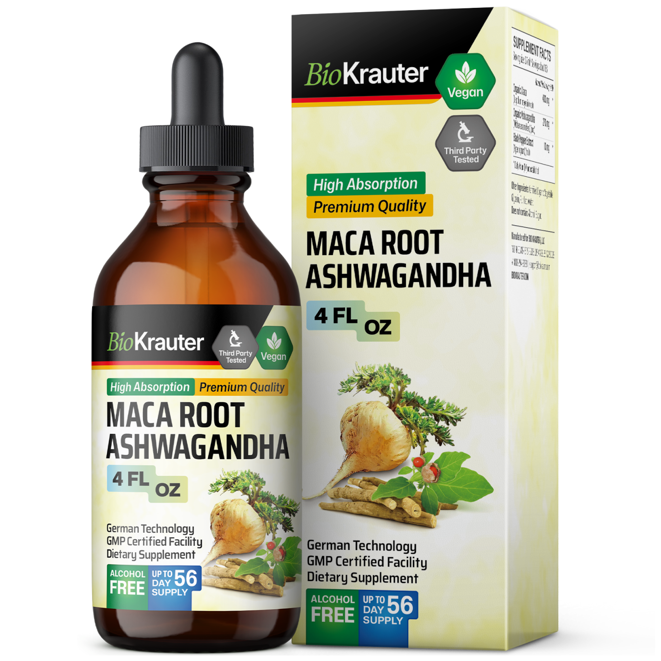 Maca Root Ashwagandha Tincture - 4 Fl.Oz. Bottle