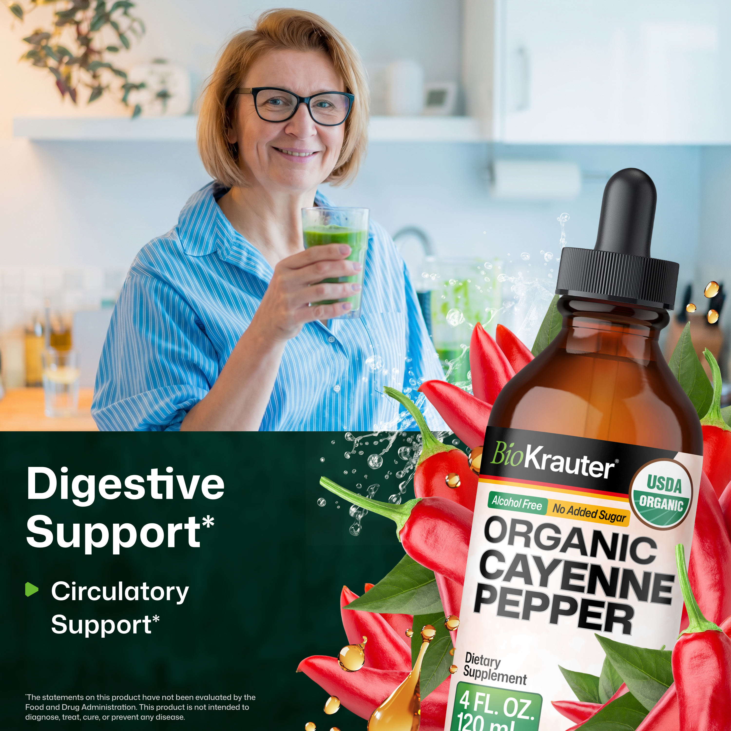 USDA Organic Cayenne Pepper Tincture - 4 Fl.Oz. Bottle