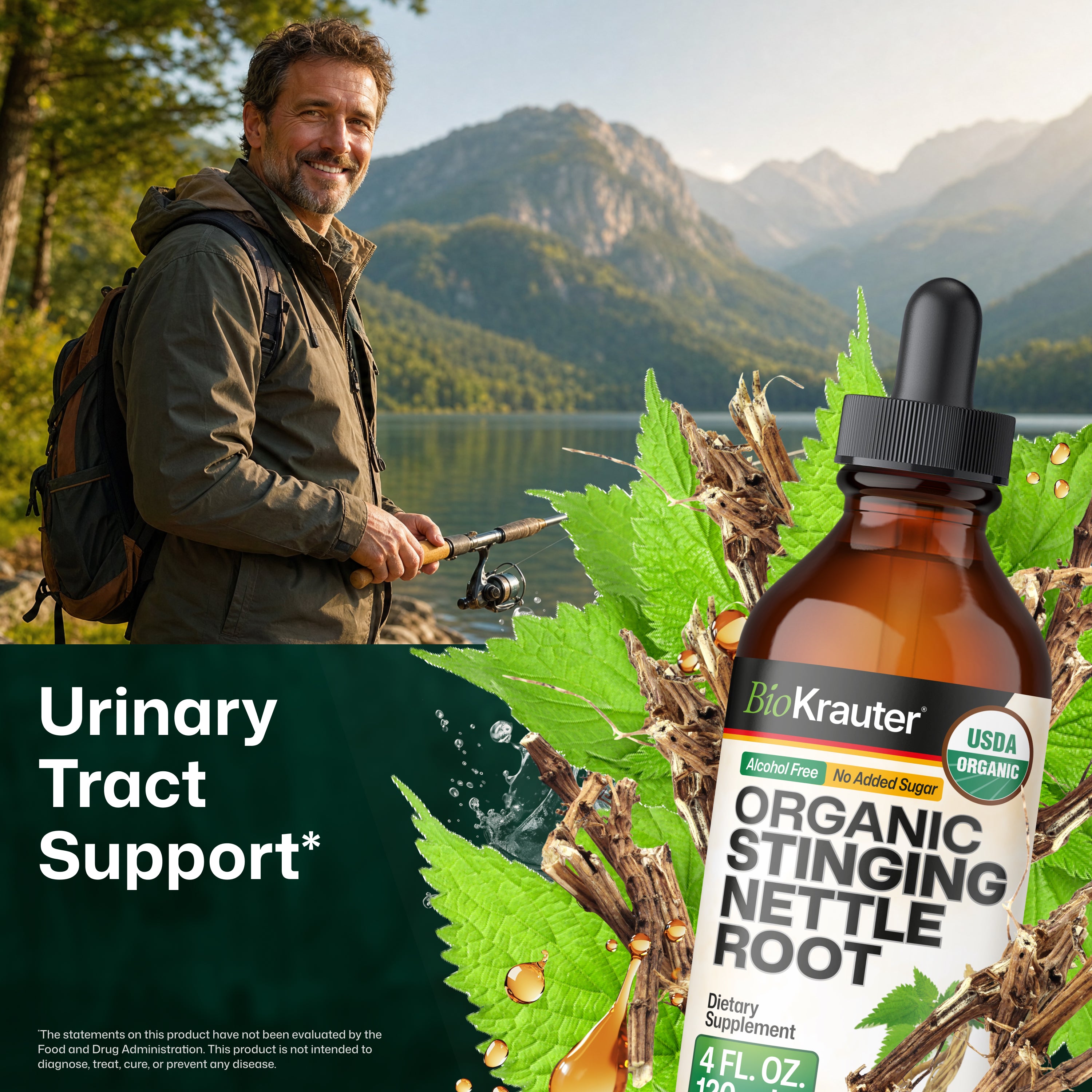 USDA Organic Stinging Nettle Root Tincture - 4 Fl.Oz. Bottle