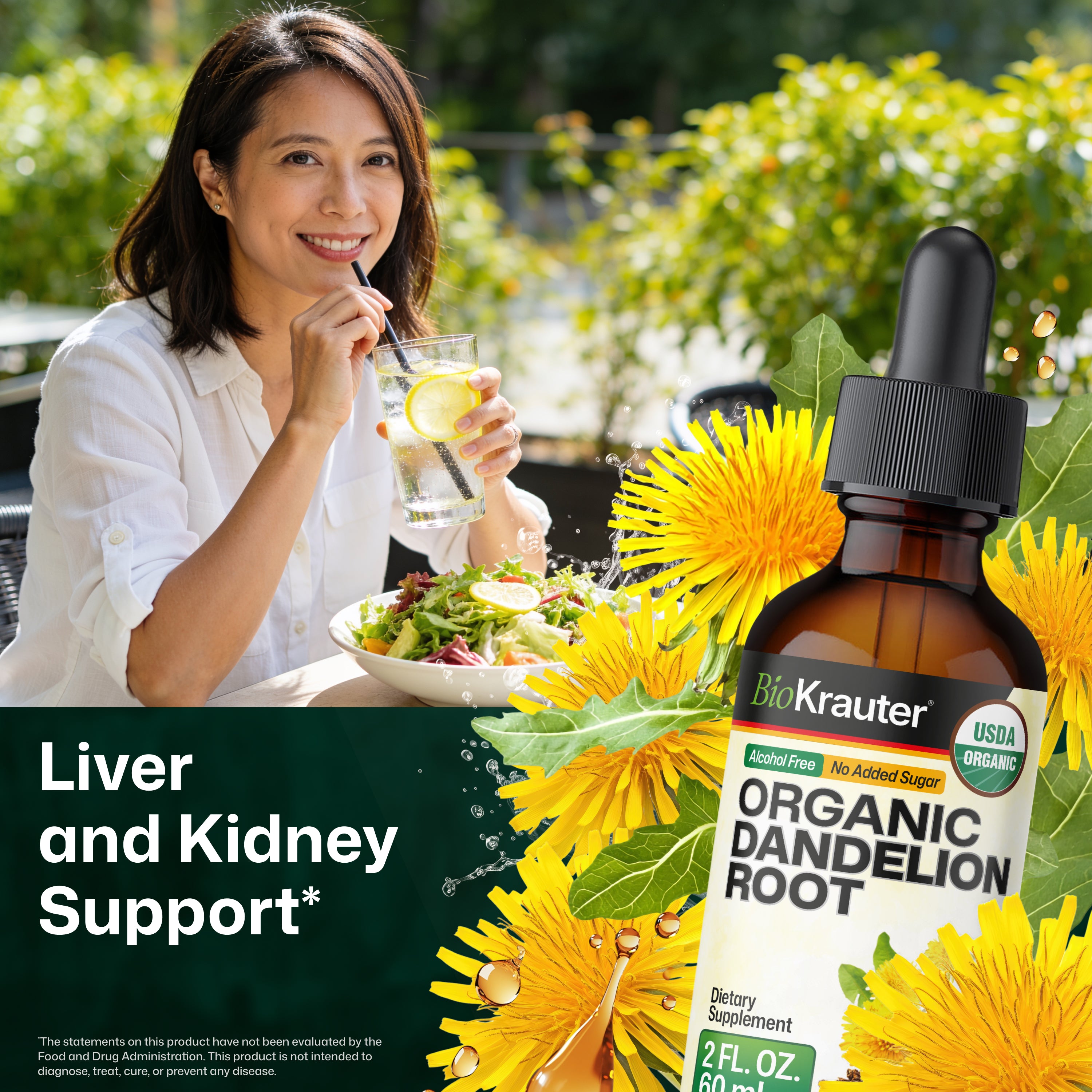USDA Organic Dandelion Root Tincture - 2 Fl.Oz. Bottle