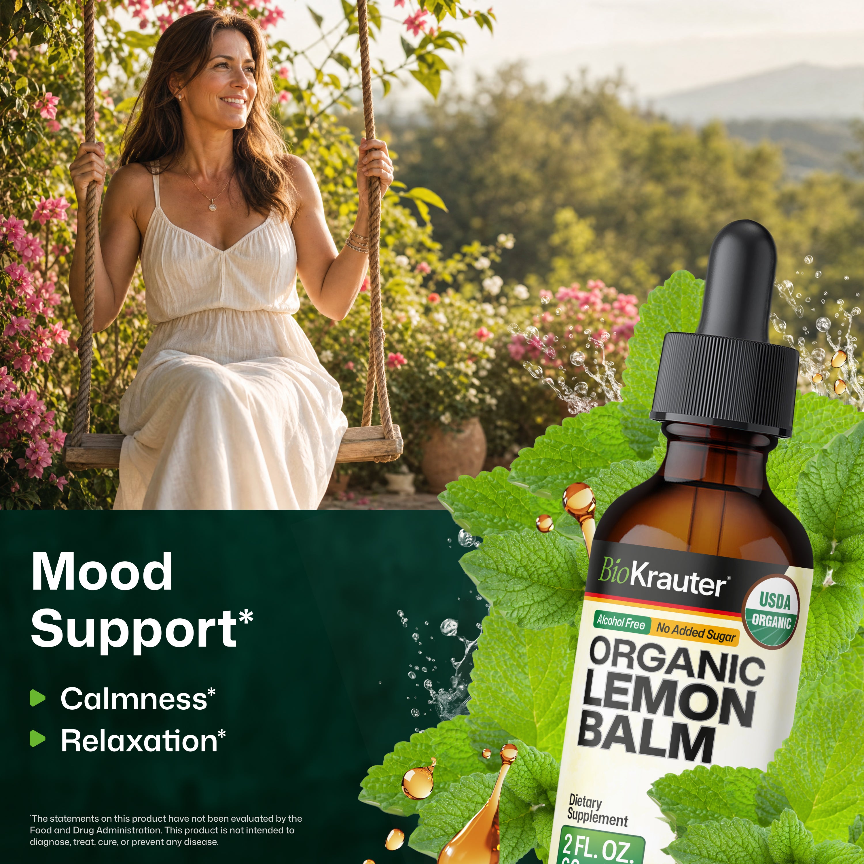 USDA Organic Lemon Balm Tincture - 2 Fl.Oz. Bottle