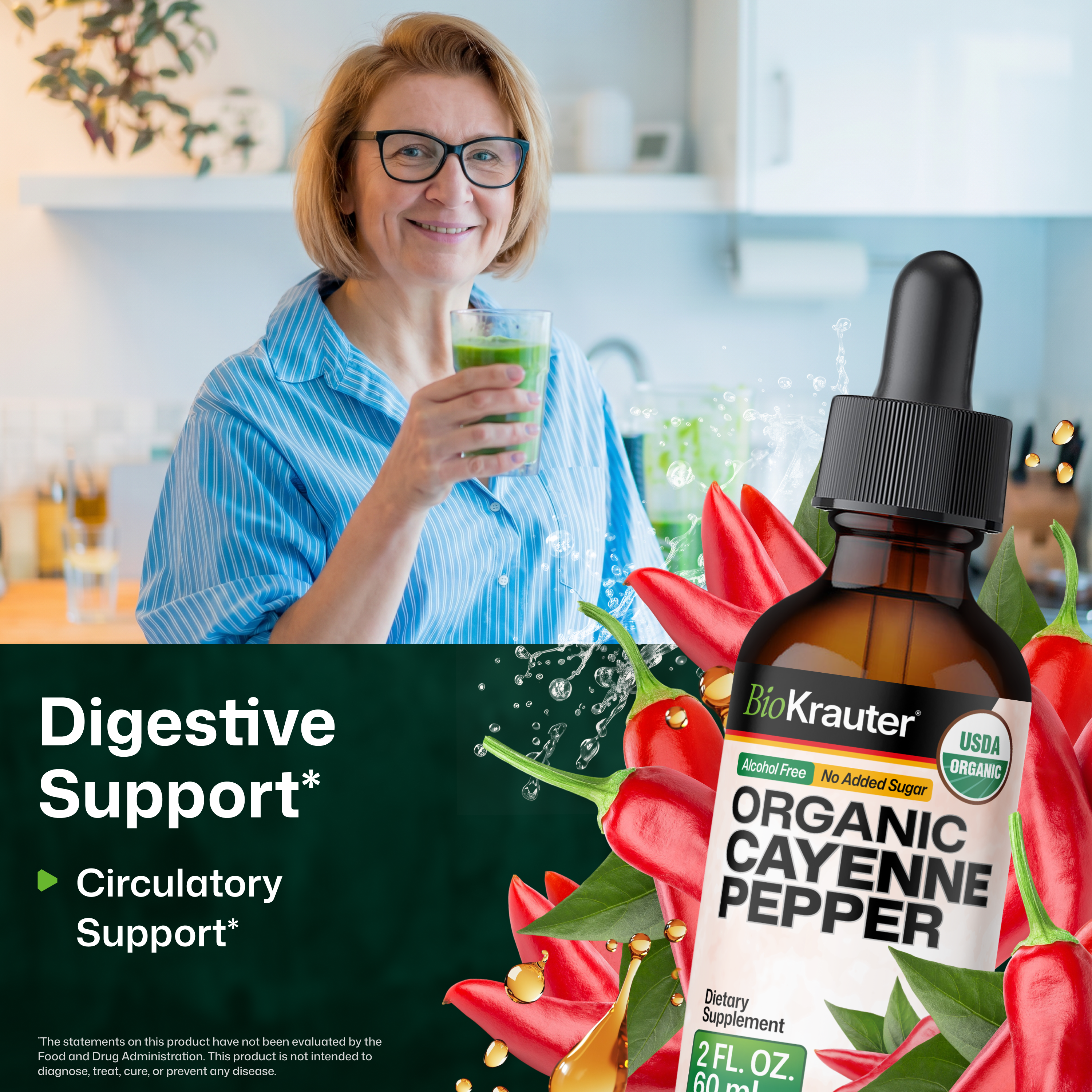 USDA Organic Cayenne Pepper Tincture - 2 Fl.Oz. Bottle
