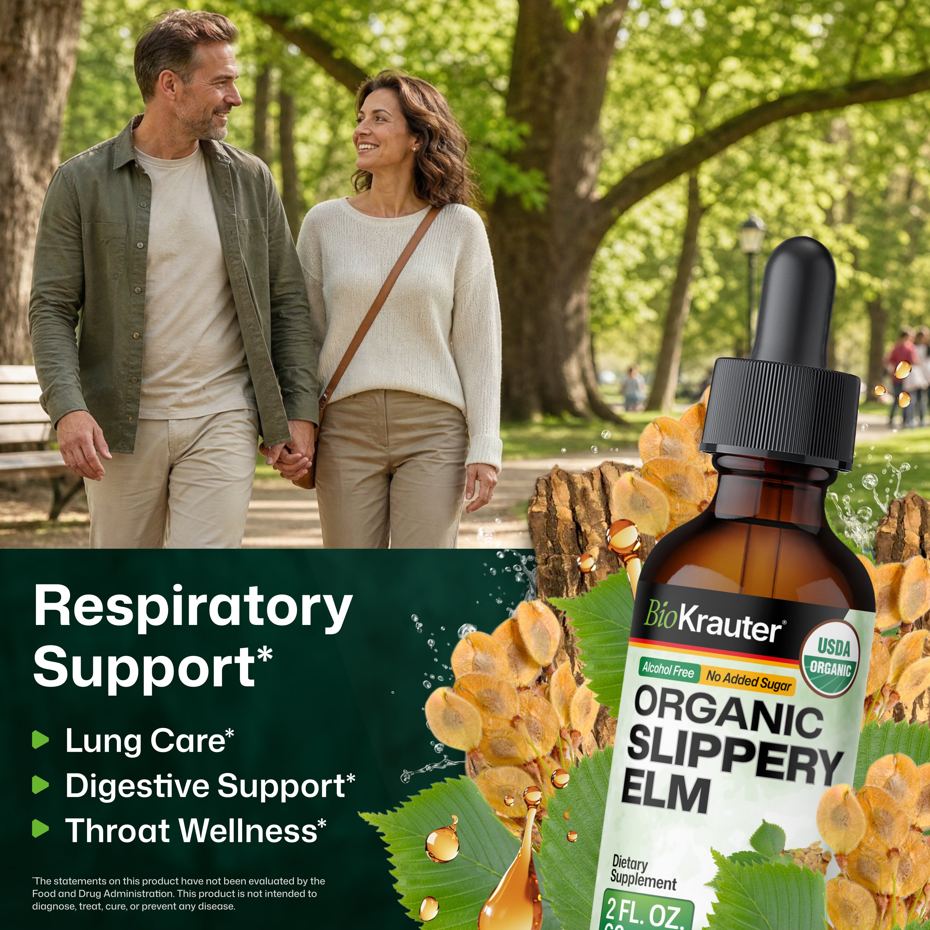 USDA Organic Slippery Elm Tincture - 2 Fl.Oz. Bottle