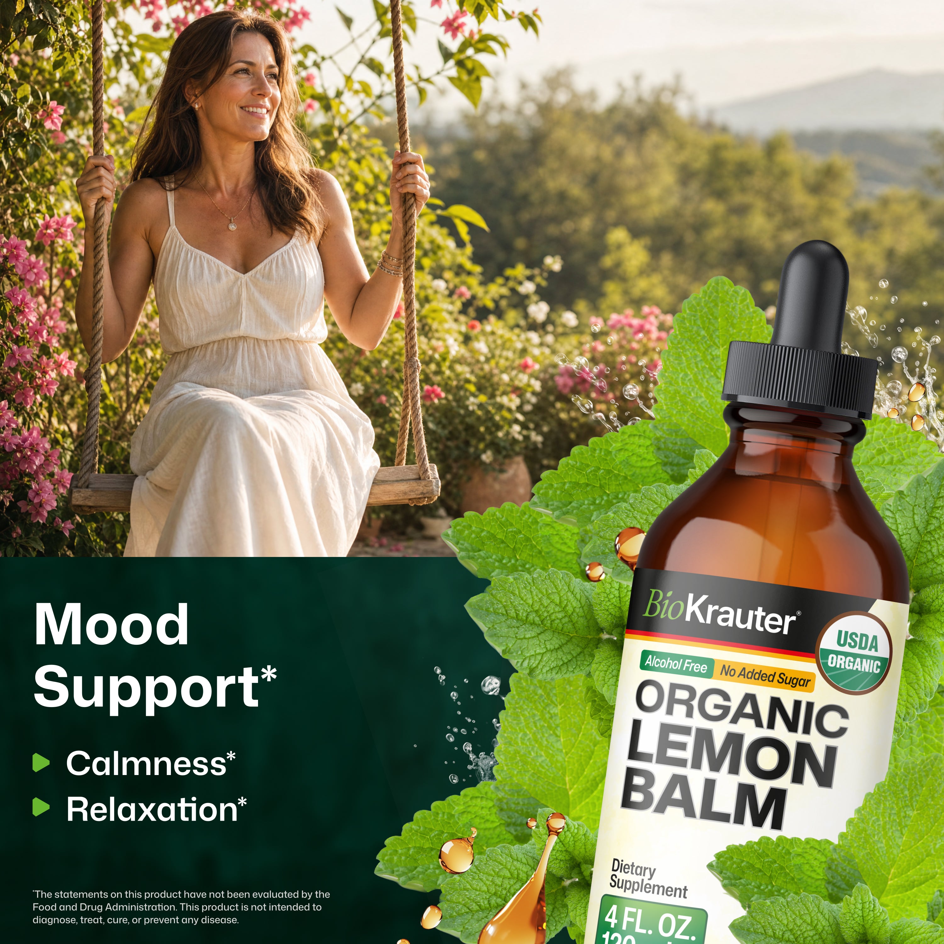 USDA Organic Lemon Balm Tincture - 4 Fl.Oz. Bottle