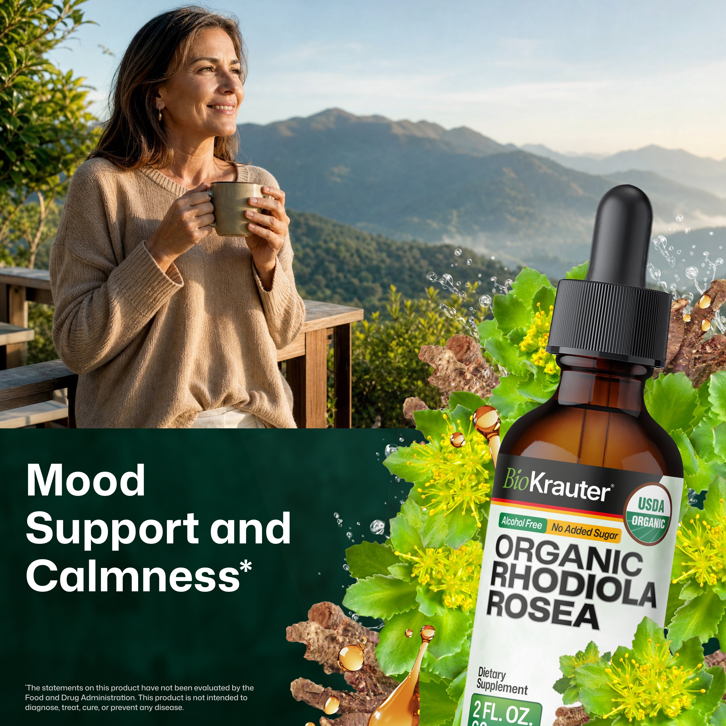 USDA Organic Rhodiola Rosea Tincture - 2 Fl.Oz. Bottle