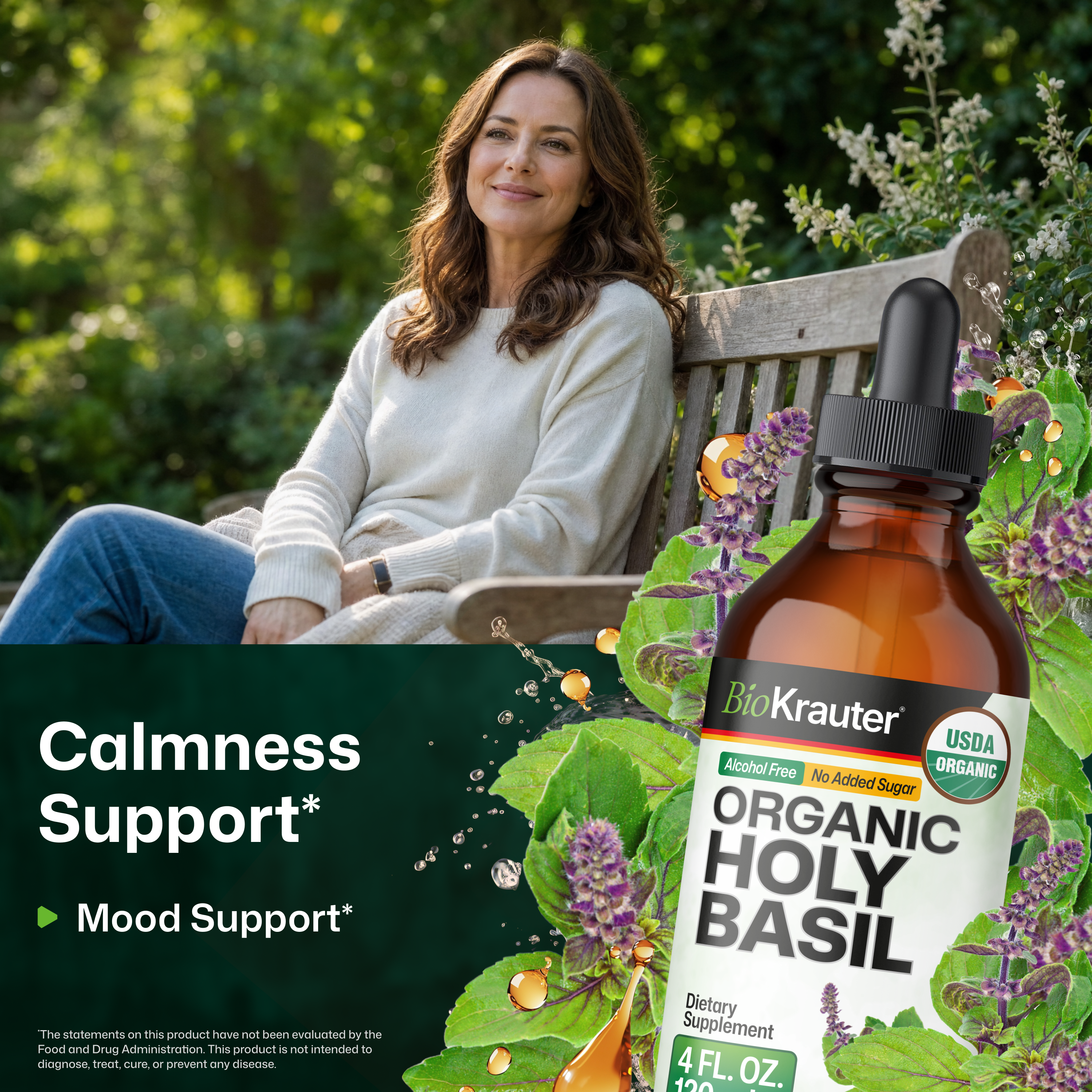 USDA Organic Holy Basil Tincture - 4 Fl.Oz. Bottle