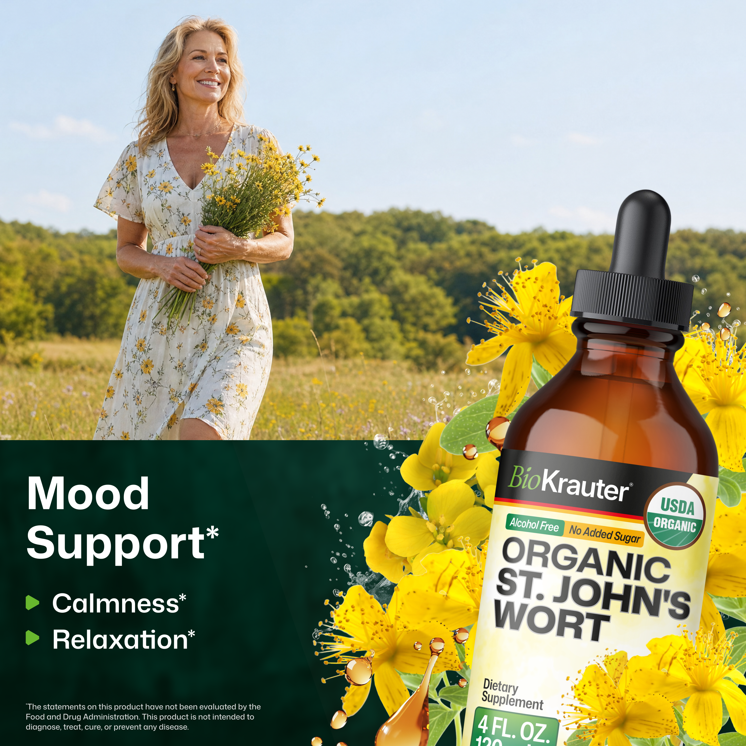 USDA Organic St John's Wort Tincture - 4 Fl.Oz. Bottle