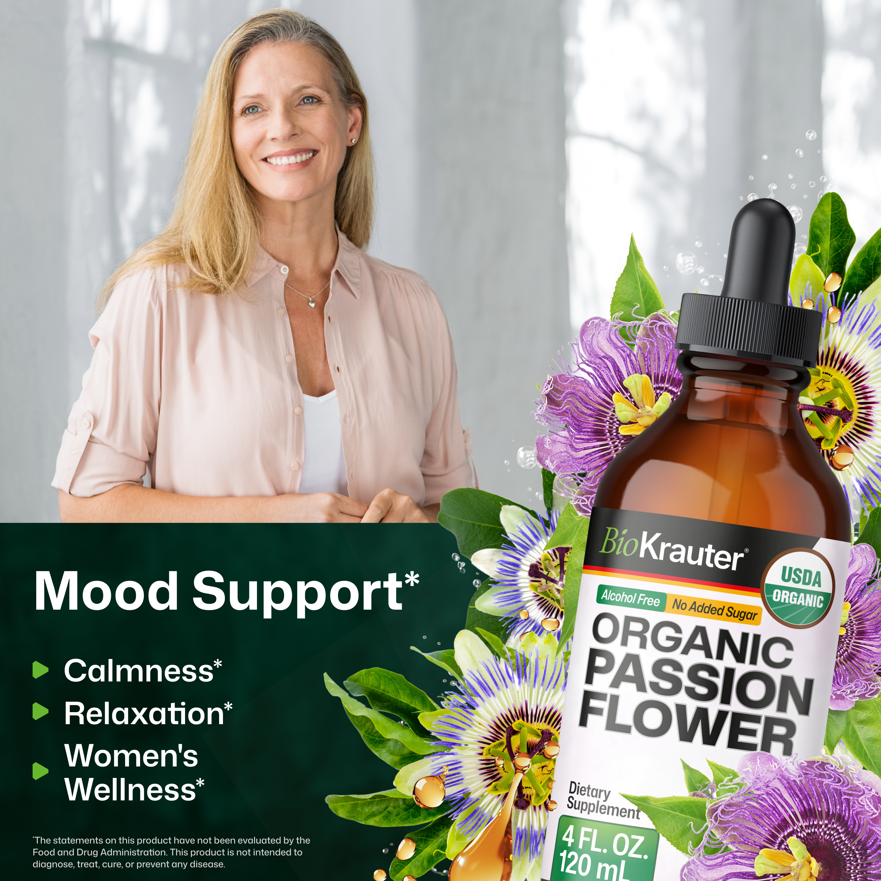 USDA Organic Passion Flower Tincture - 4 Fl.Oz. Bottle