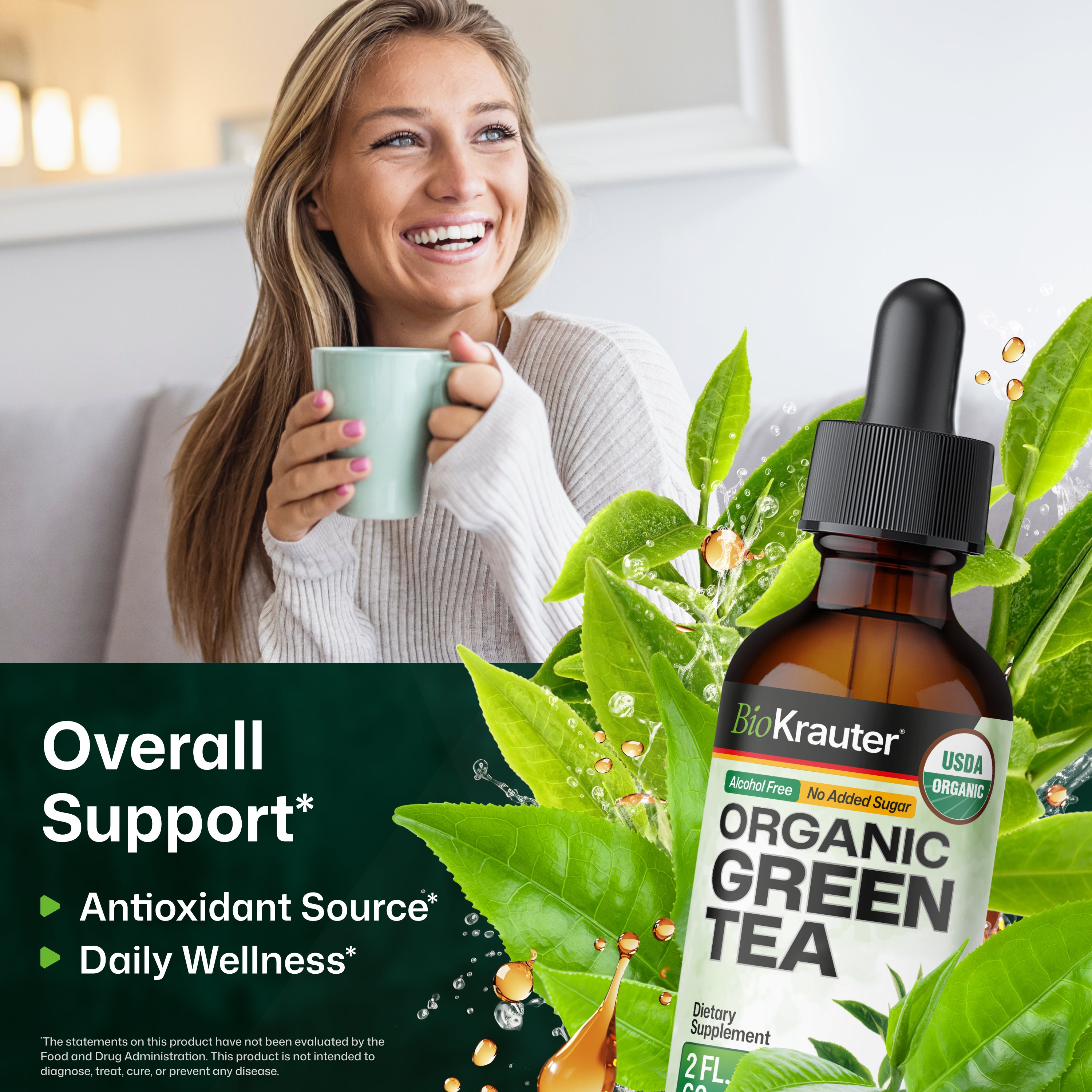 USDA Organic Green Tea Tincture - 2 Fl.Oz. Bottle