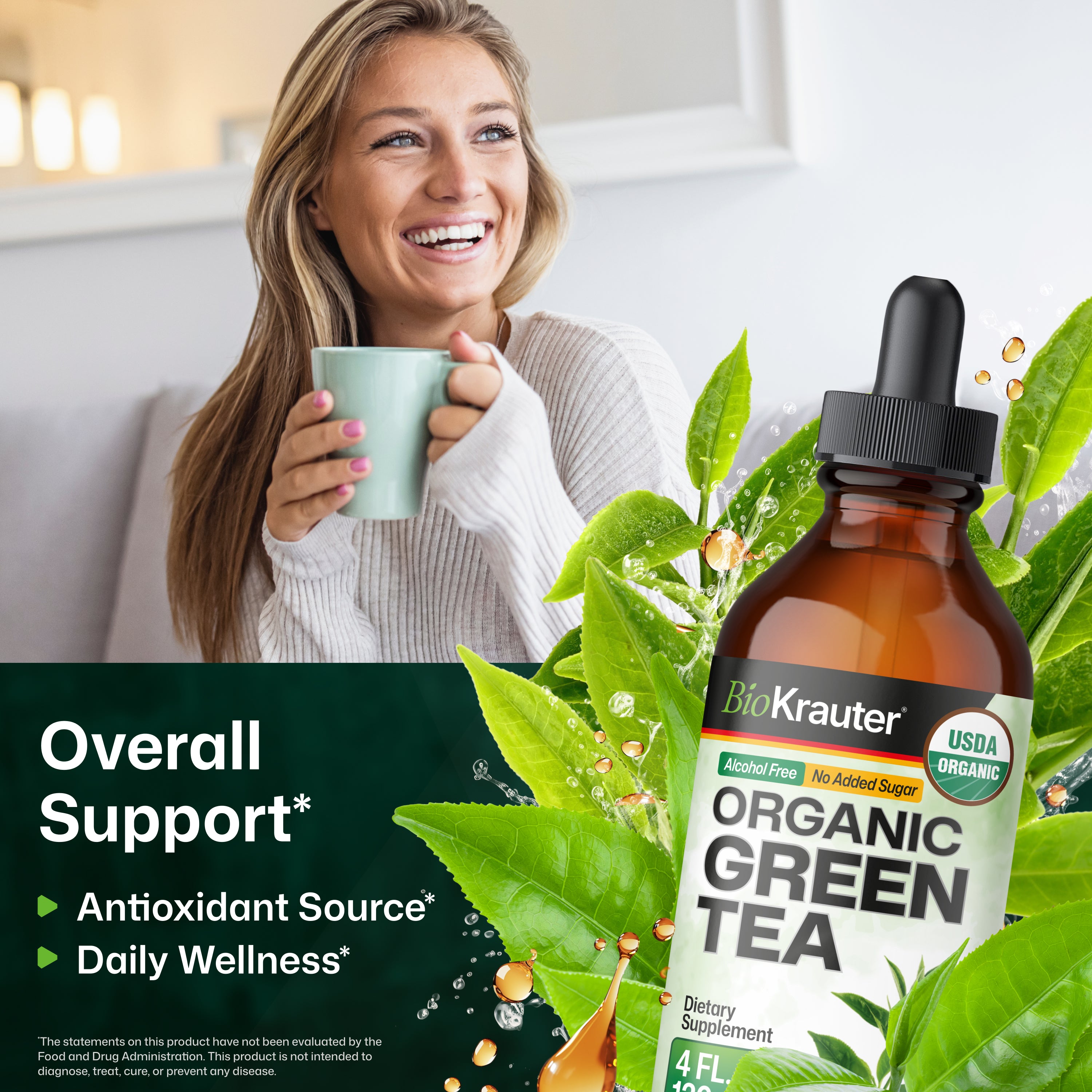 USDA Organic Green Tea Tincture - 4 Fl.Oz. Bottle