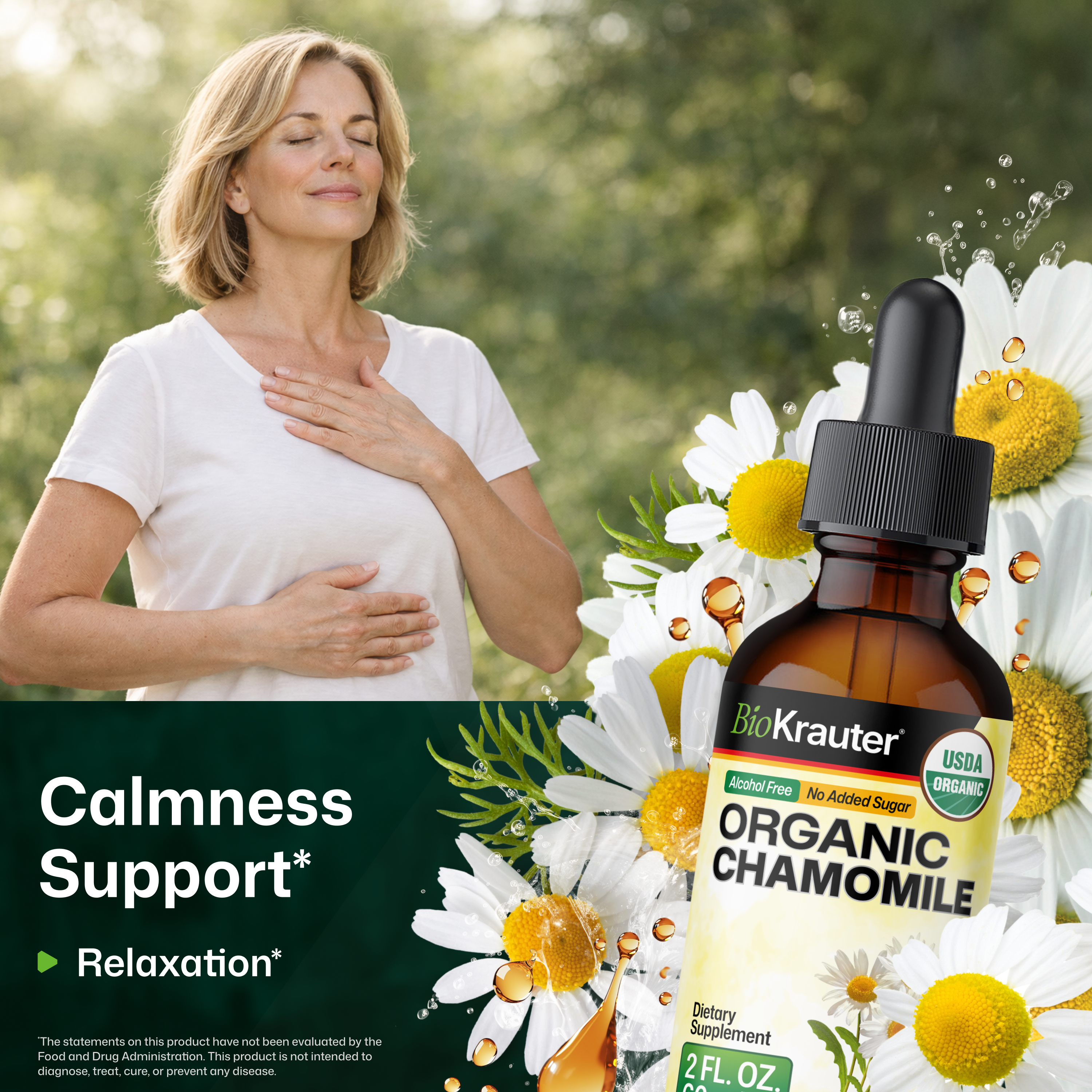 USDA Organic Chamomile Tincture - 2 Fl.Oz. Bottle