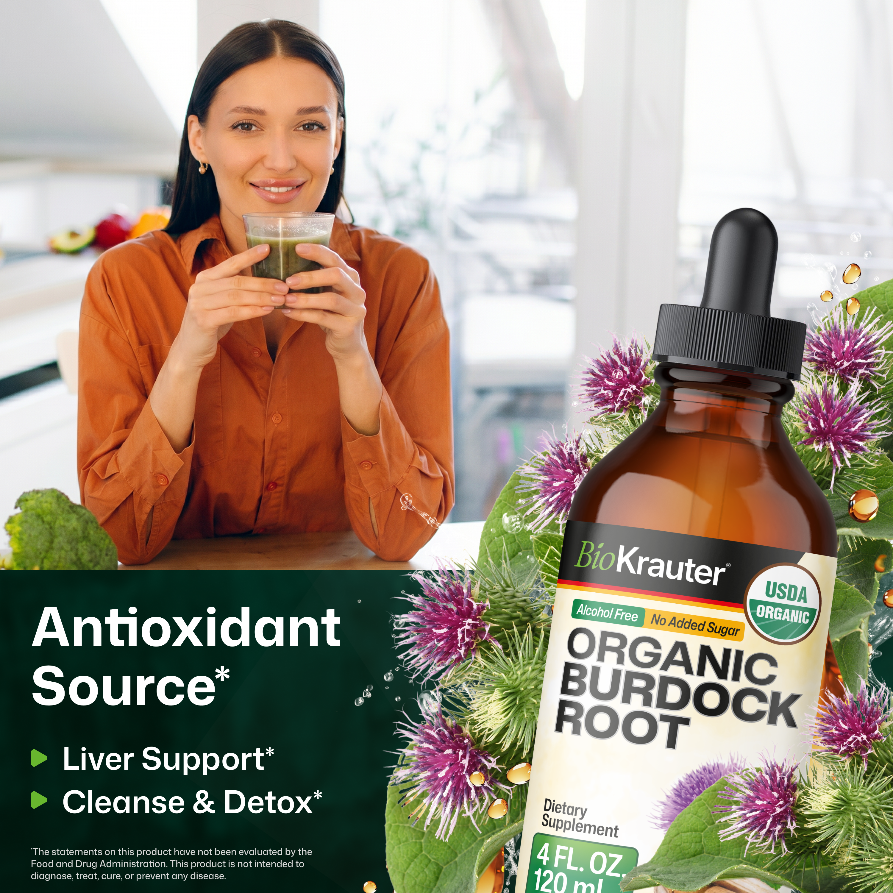 USDA Organic Burdock Root Tincture - 4 Fl.Oz. Bottle