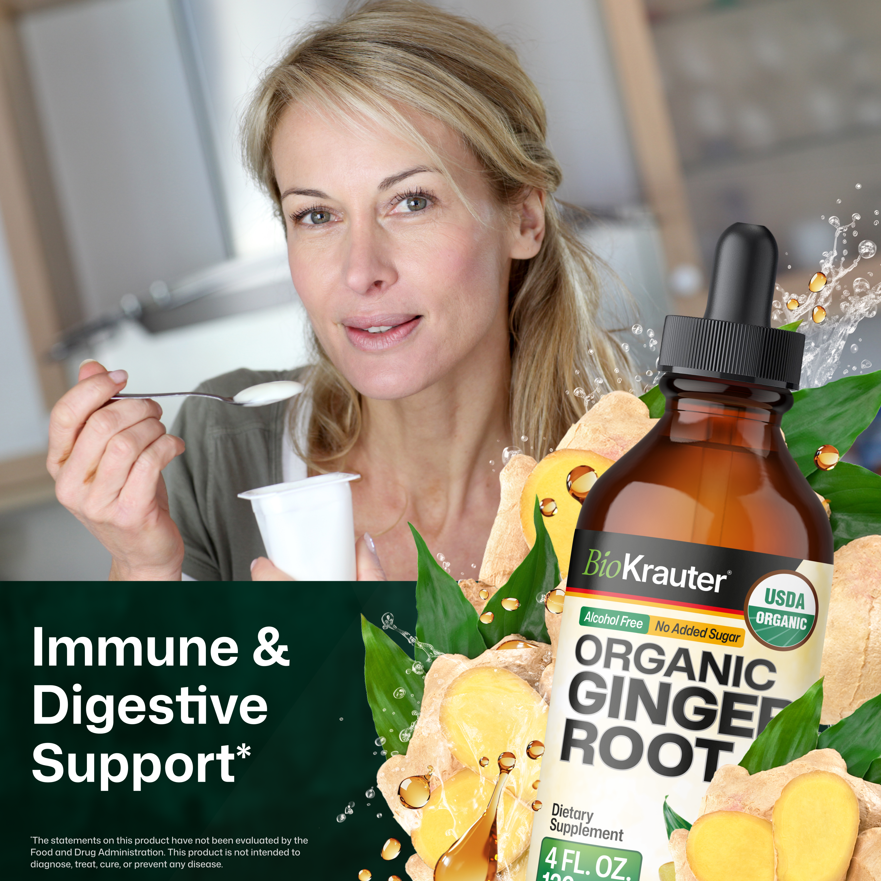 USDA Organic Ginger Root Tincture - 4 Fl.Oz. Bottle