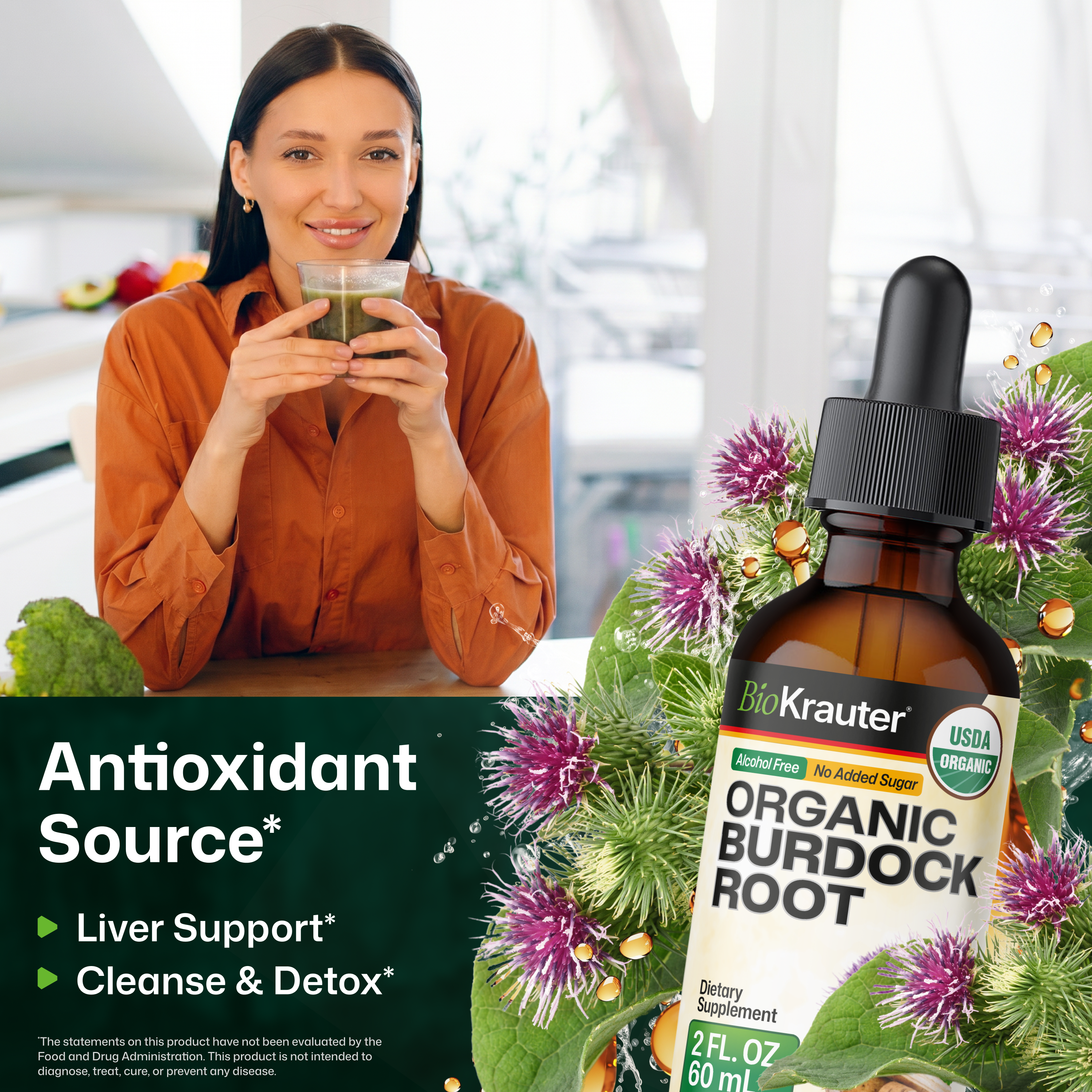 USDA Organic Burdock Root Tincture - 2 Fl.Oz. Bottle