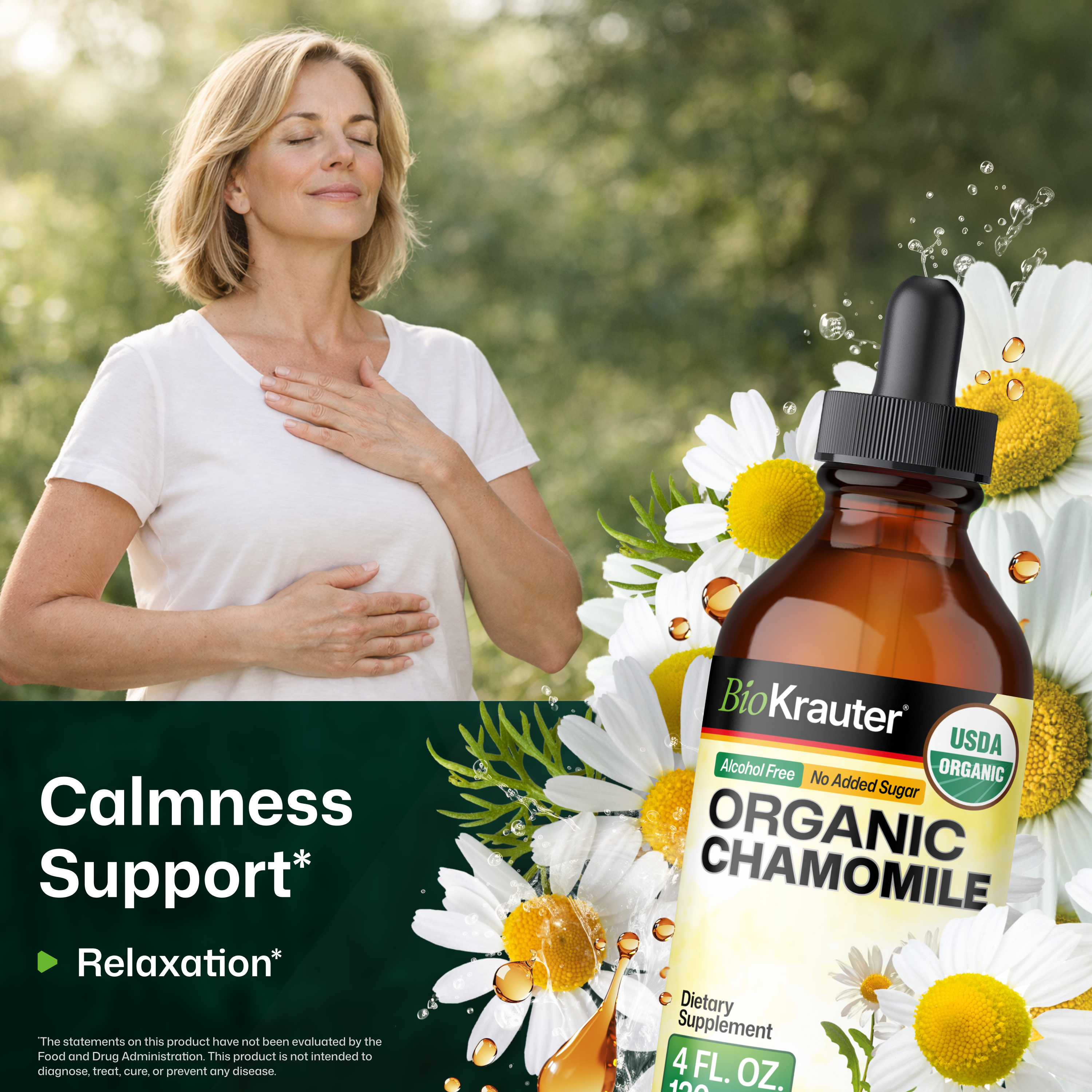 USDA Organic Chamomile Tincture - 4 Fl.Oz. Bottle