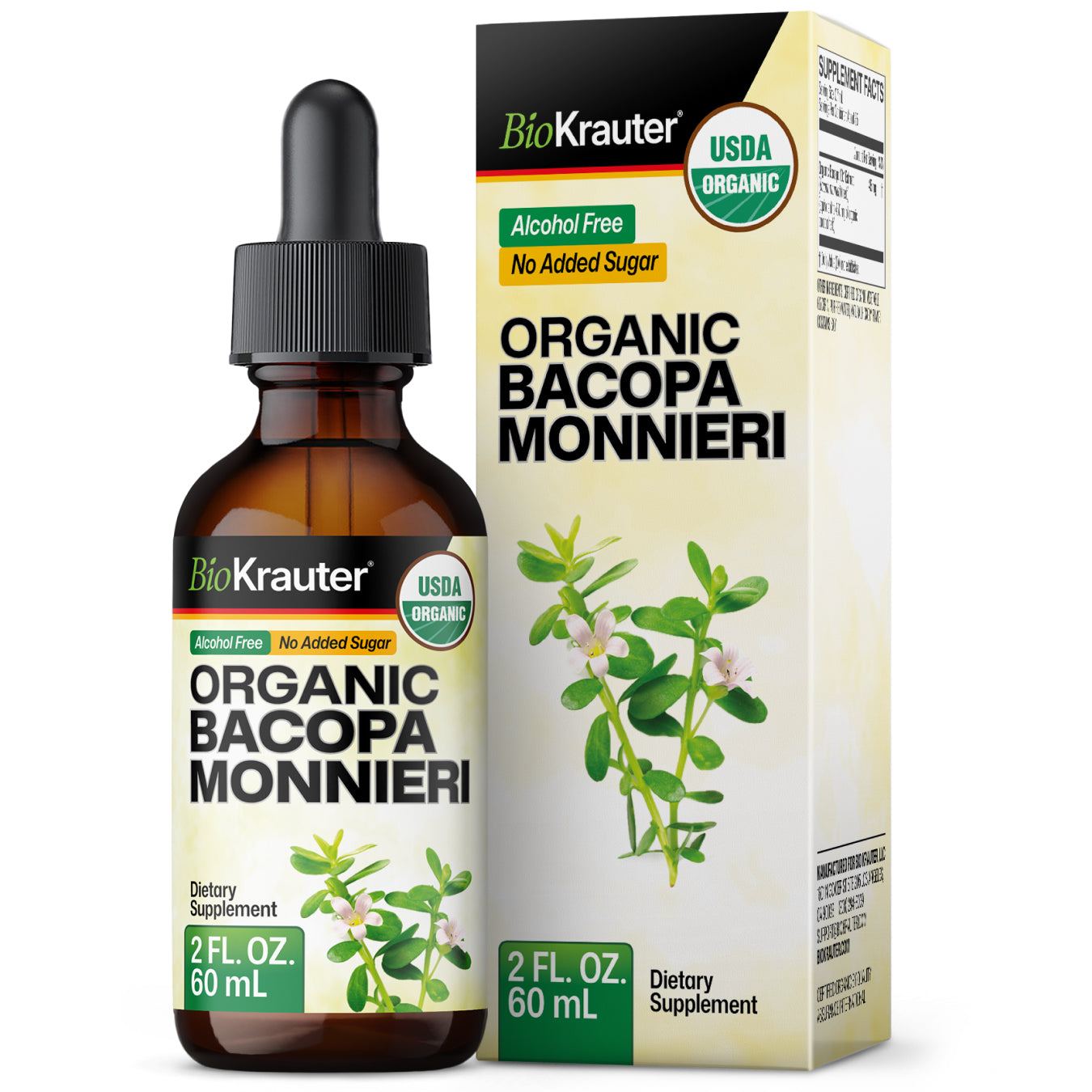 USDA Organic Bacopa Monnieri Tincture - 2 Fl.Oz. Bottle