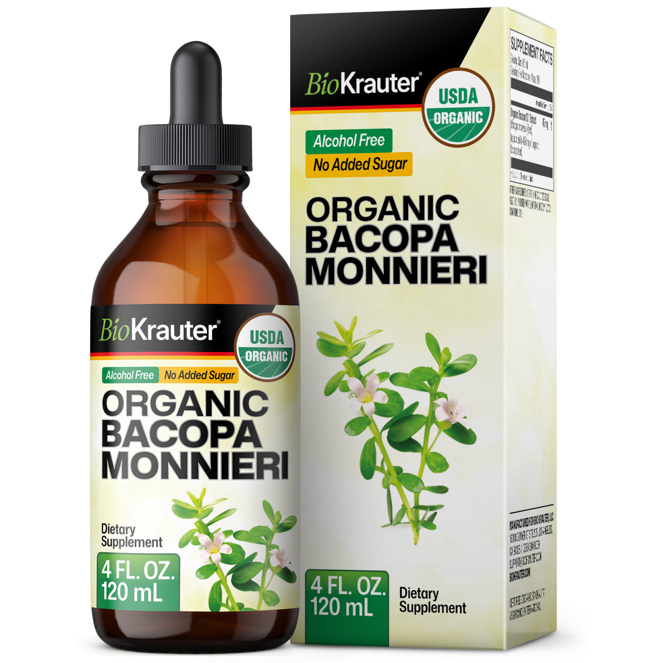 USDA Organic Bacopa Monnieri Tincture - 4 Fl.Oz. Bottle