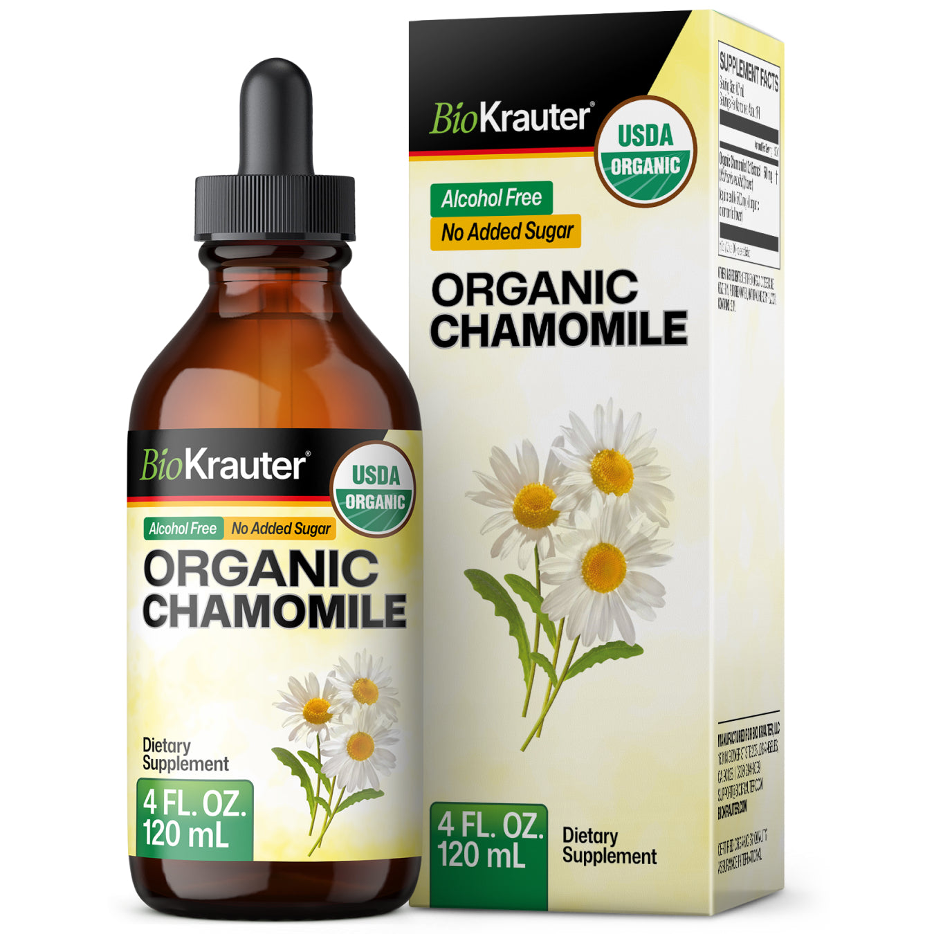 USDA Organic Chamomile Tincture - 4 Fl.Oz. Bottle