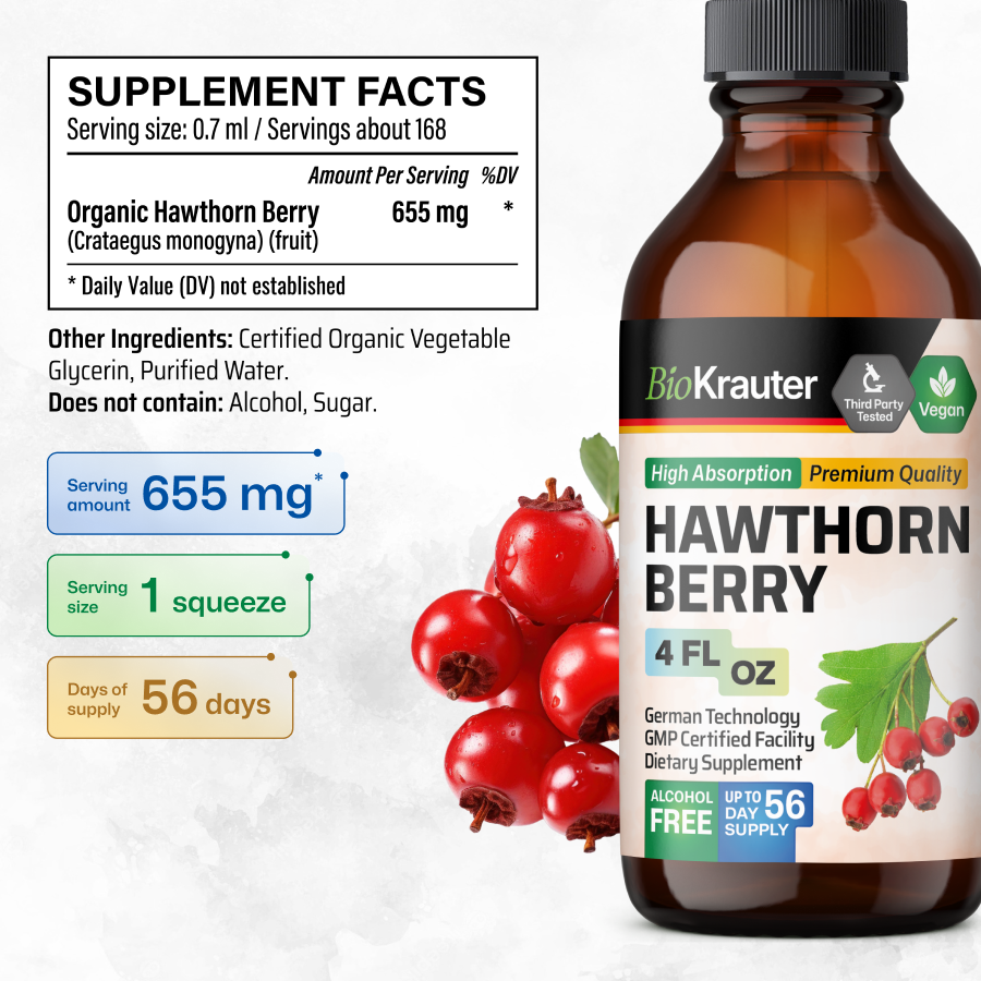 thumbnail image 2 of Hawthorn Berries 450mg 100 Capsules – Alkaline Health 2 of 14