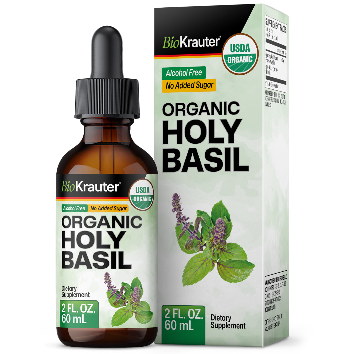 USDA Organic Holy Basil Tincture - 2 Fl.Oz. Bottle