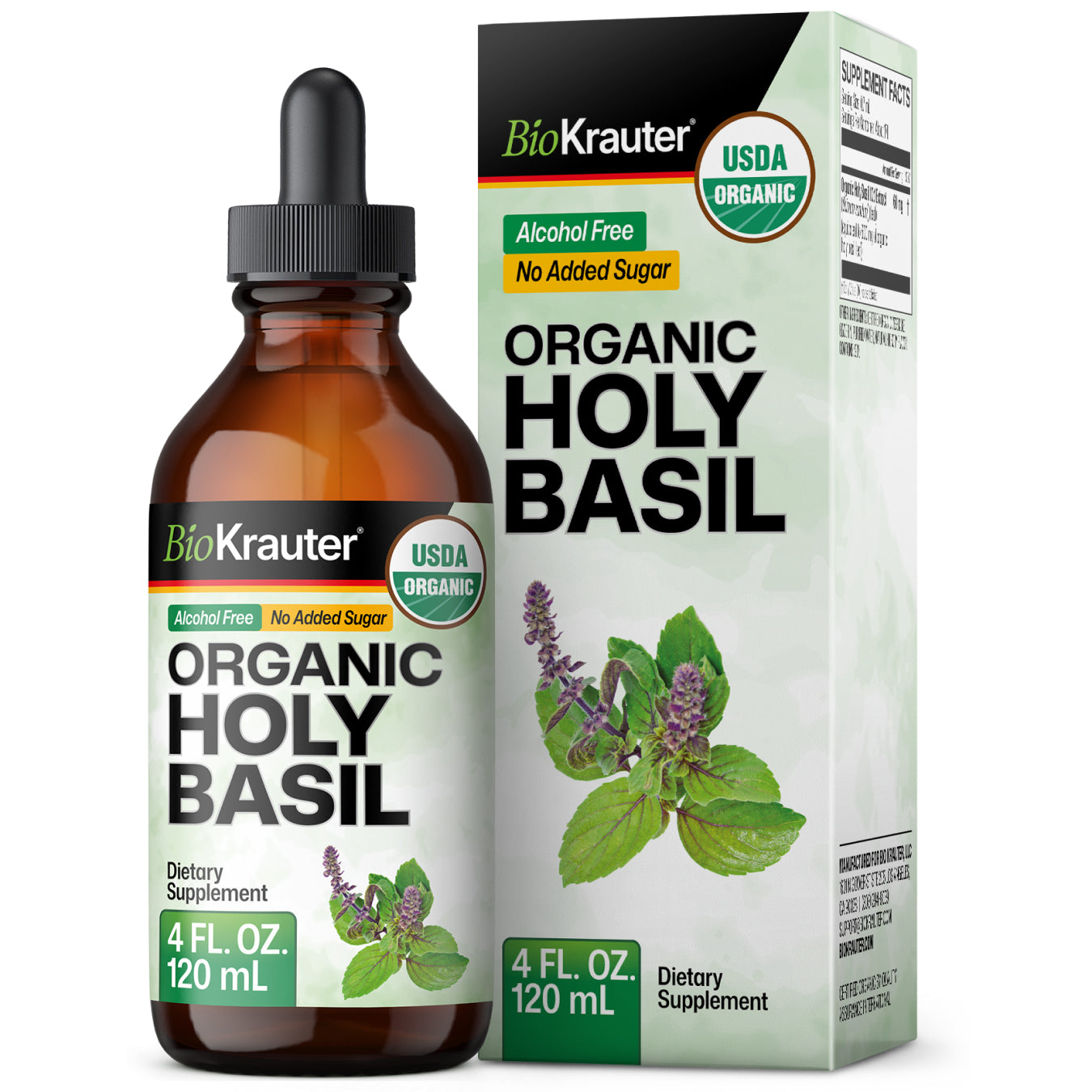 USDA Organic Holy Basil Tincture - 4 Fl.Oz. Bottle