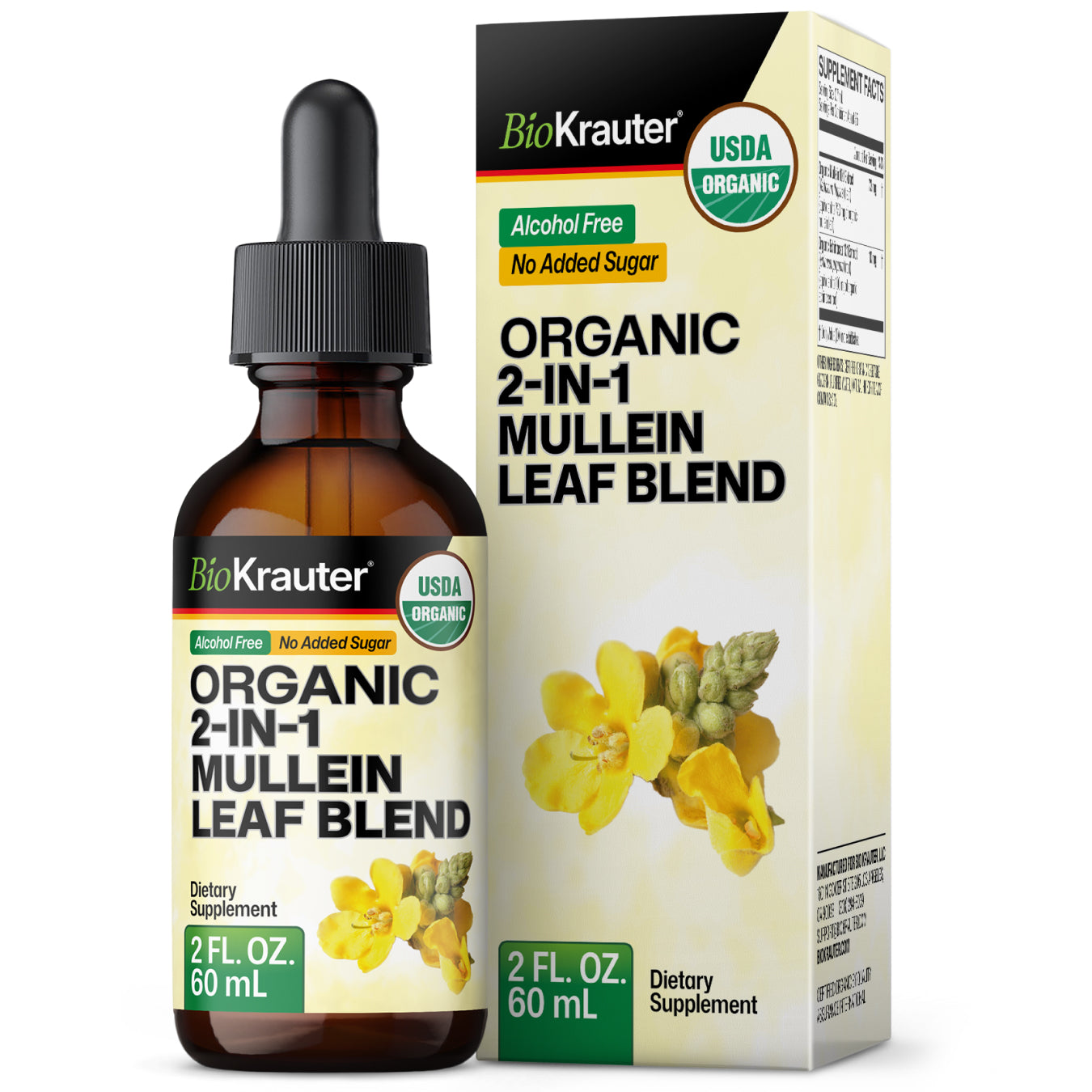 USDA Organic 2-in-1 Mullein Leaf Blend - 2 Fl.Oz. Bottle