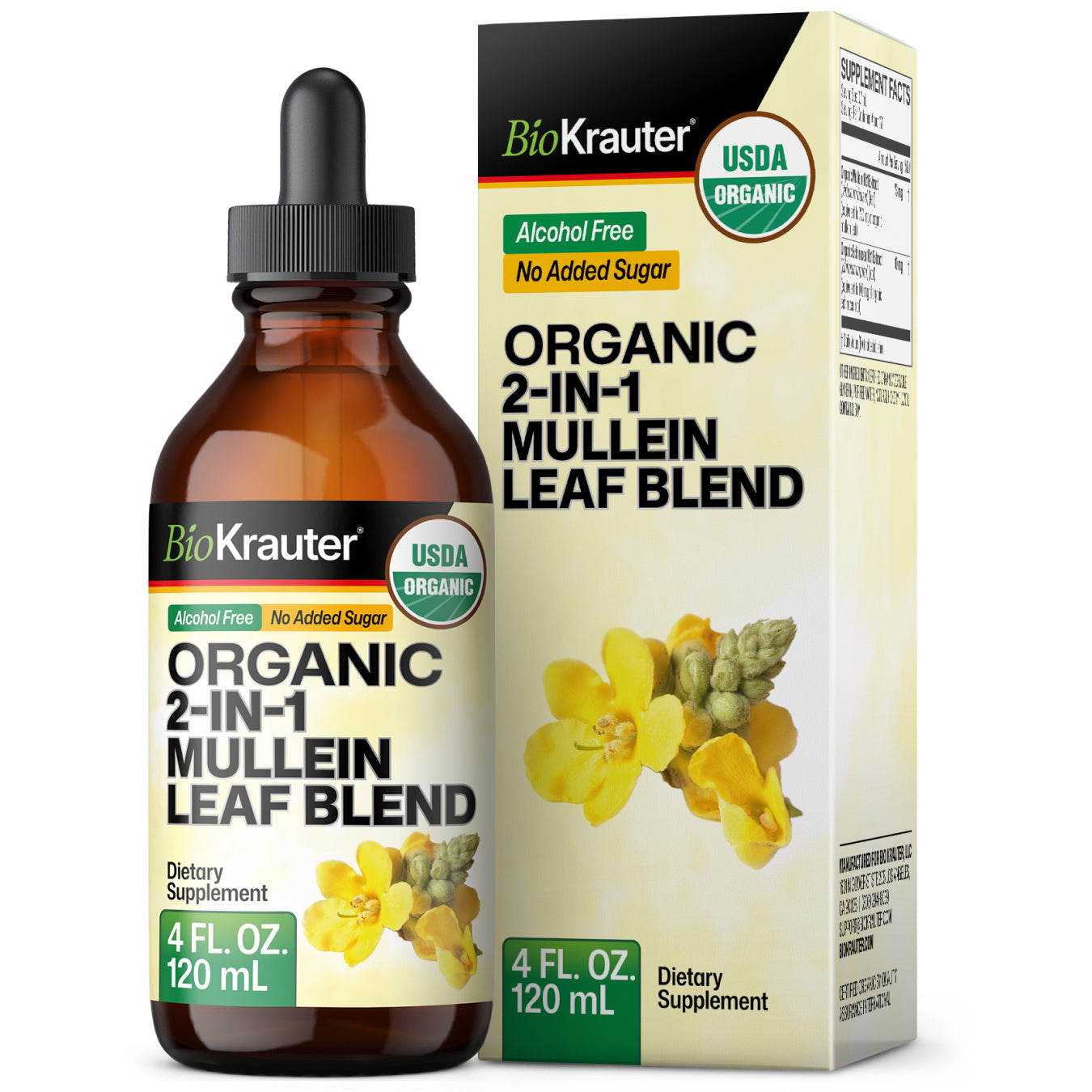 USDA Organic 2-in-1 Mullein Leaf Blend - 4 Fl. Oz. Bottle