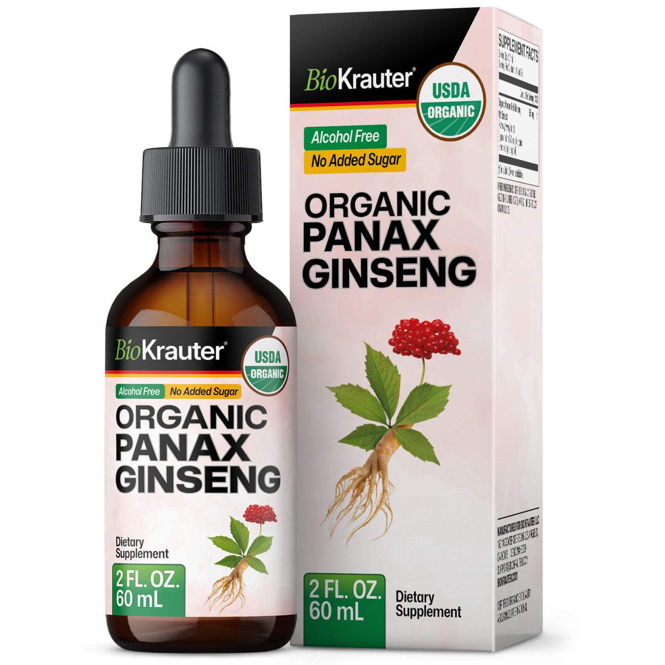 USDA Organic Panax Ginseng Tincture - 2 Fl.Oz. Bottle