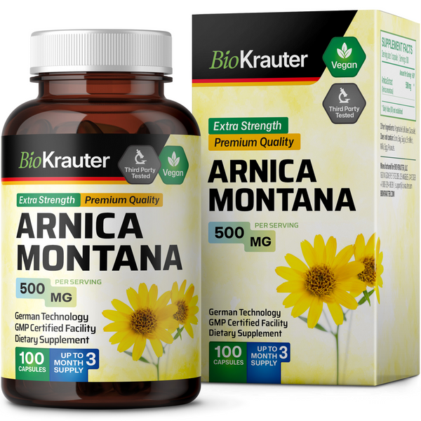 Arnica Montana Supplement, 100 Capsules | BioKrauter