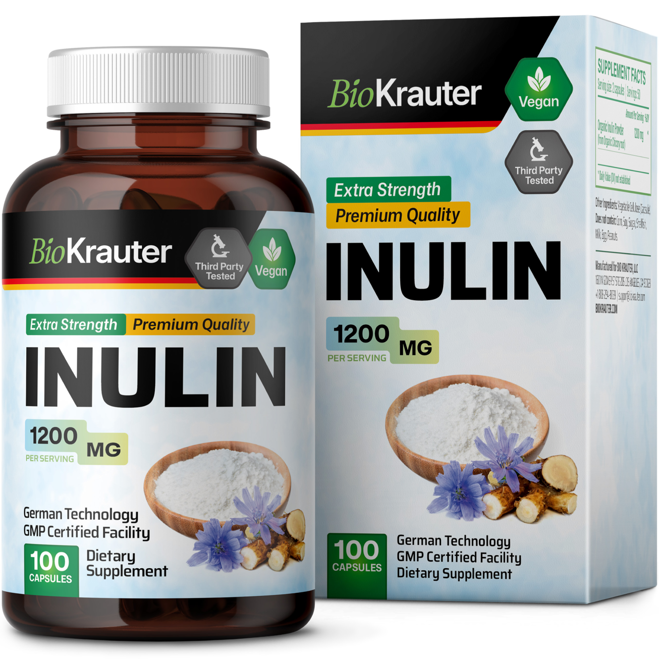Inulin Supplement, 100 Capsules | BioKrauter