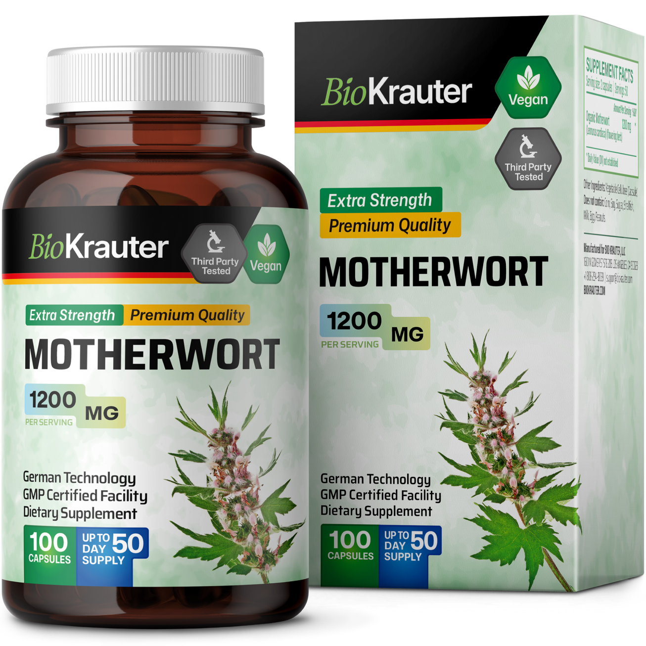 Motherwort Supplement - 100 Capsules