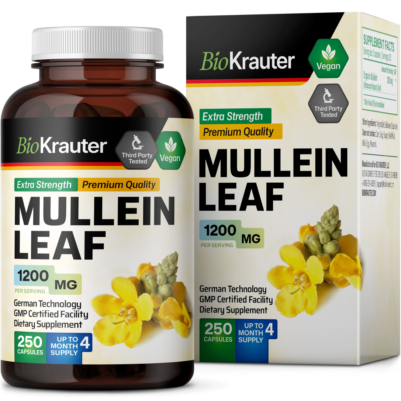 Mullein Leaf Supplement - 250 Capsules