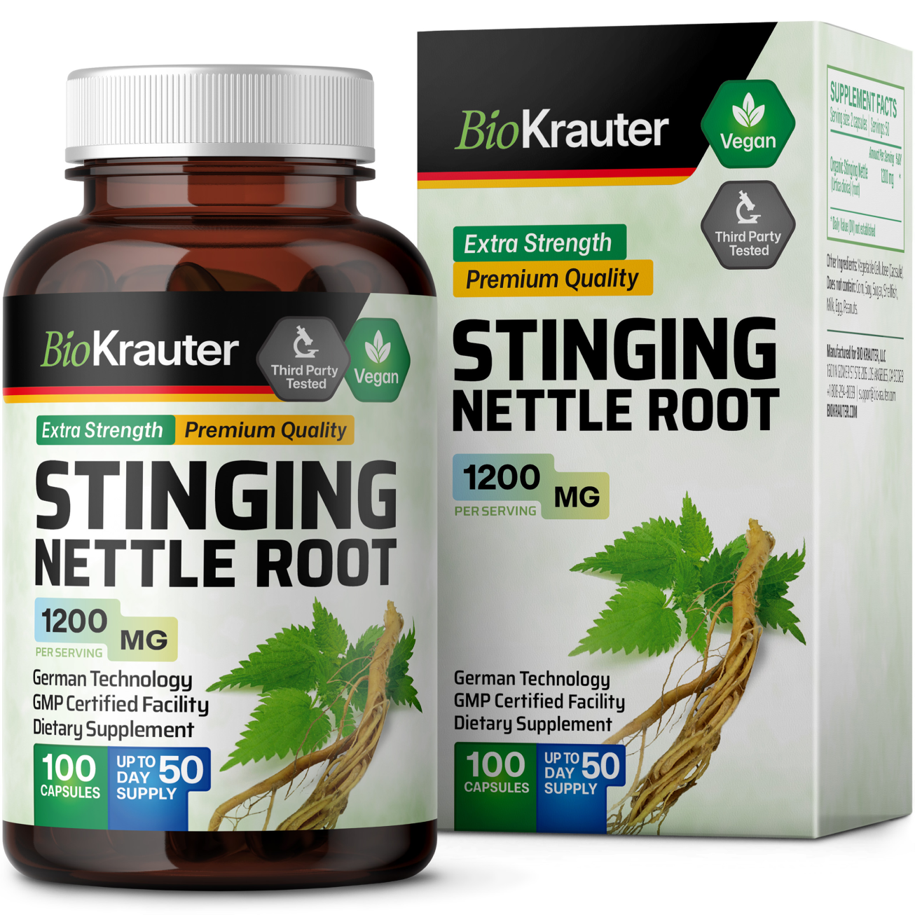 Stinging Nettle Root Supplement - 100 Capsules
