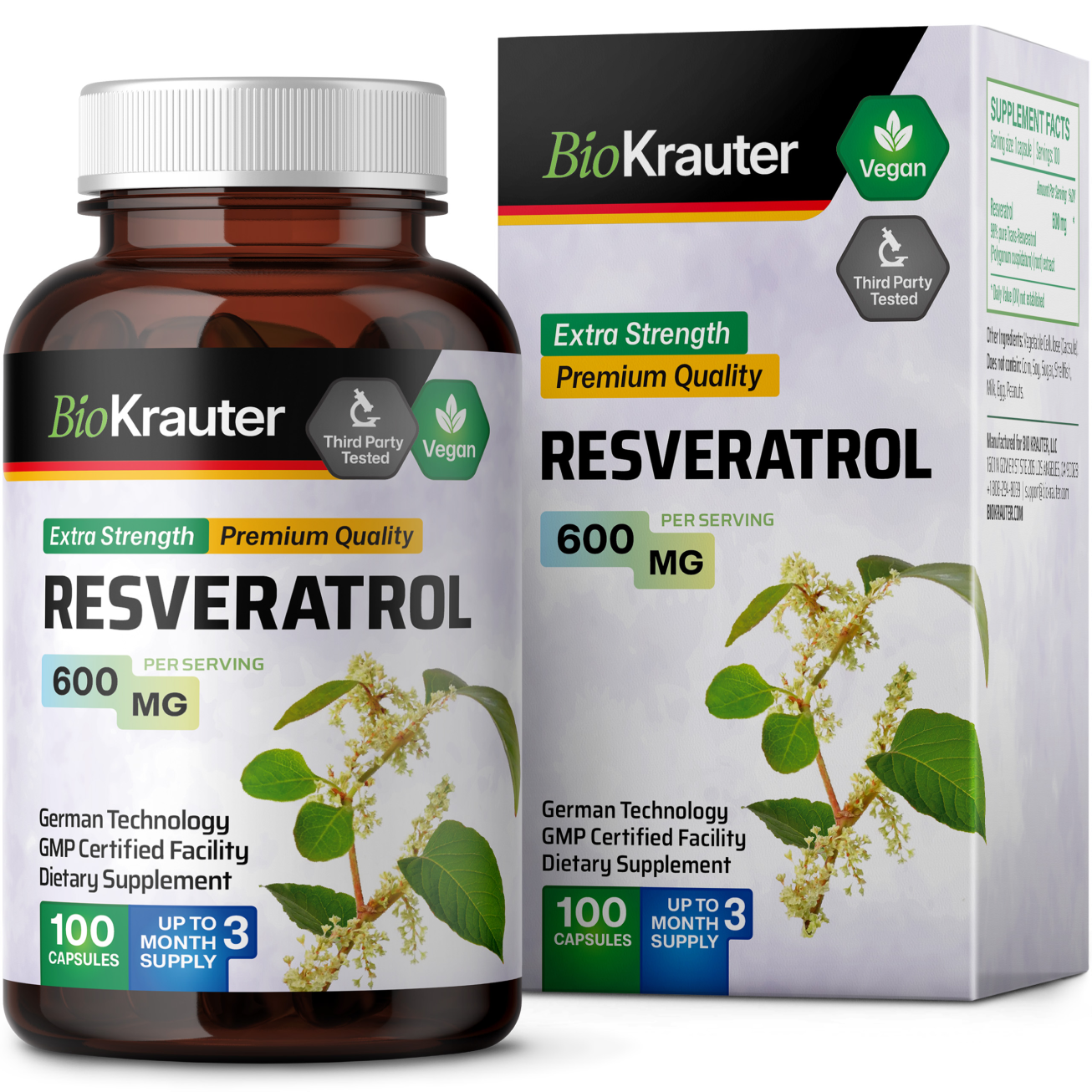 Resveratrol Supplement - 100 Capsules