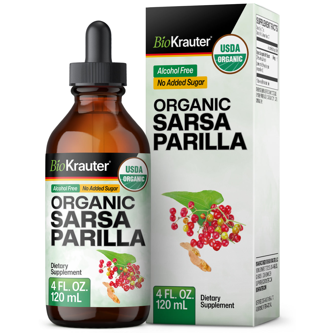 USDA Organic Sarsaparilla Root Tincture - 4 Fl.Oz. Bottle