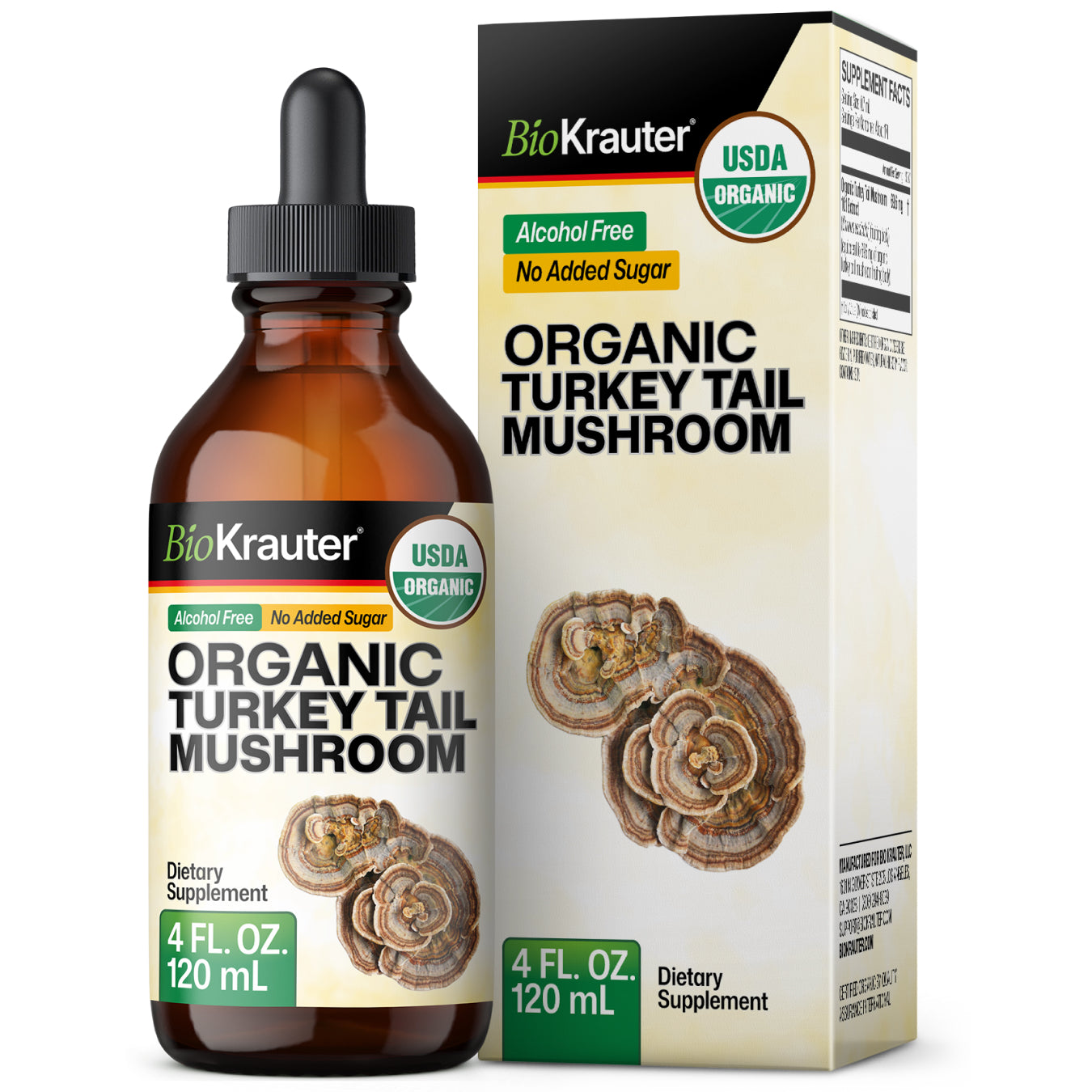 USDA Organic Turkey Tail Mushroom Tincture - 4 Fl.Oz. Bottle